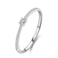 925 Sterling Silver Simple Square Clear CZ Charm