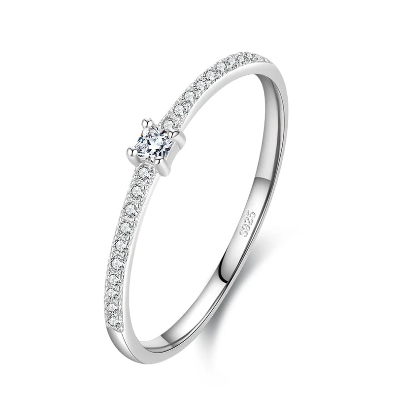 925 Sterling Silver Simple Square Clear CZ Charm