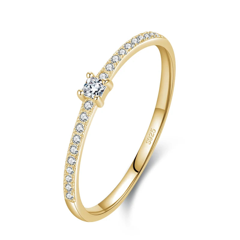 925 Sterling Silver Simple Square Clear CZ Charm