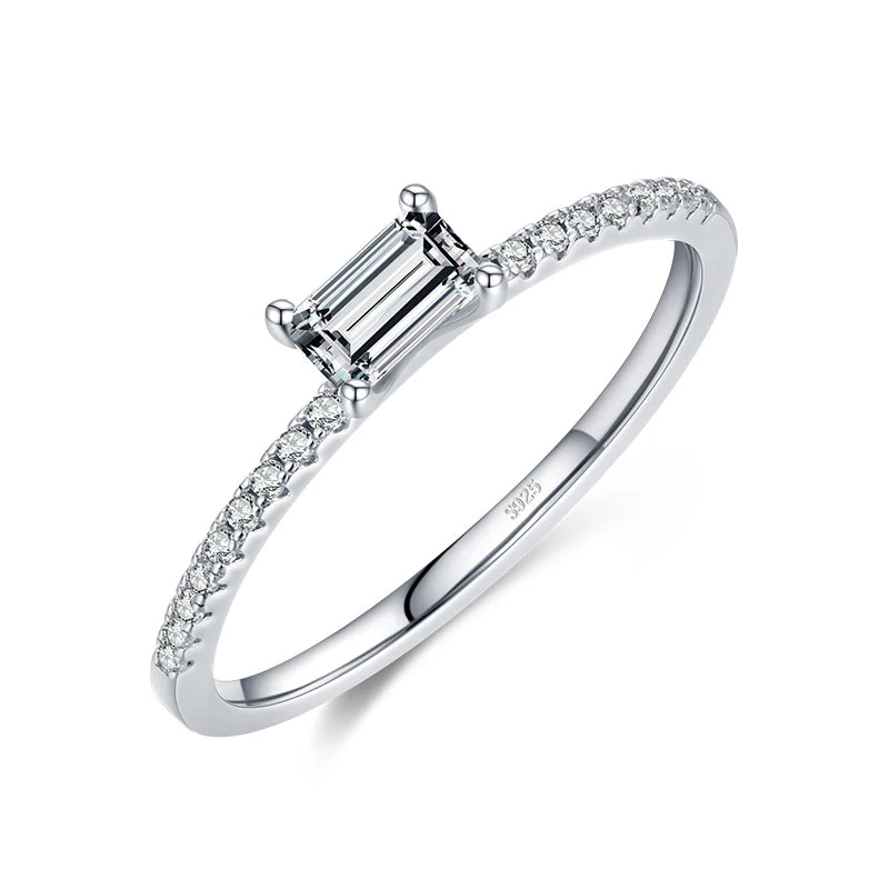 925 Sterling Silver Simple Square Clear CZ Charm