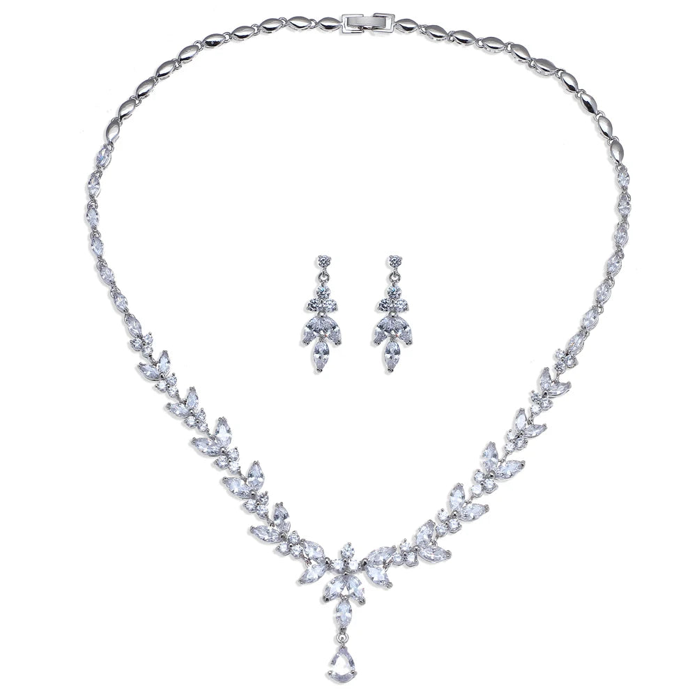 Emmaya Exquisite Jewelry Sets  Cubic Zircon Stud Earrings & Necklace