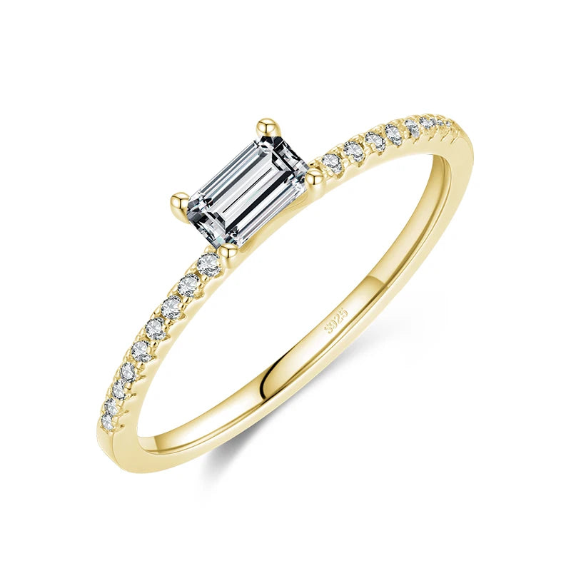 925 Sterling Silver Simple Square Clear CZ Charm