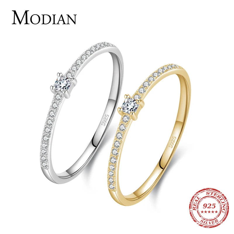 925 Sterling Silver Simple Square Clear CZ Charm