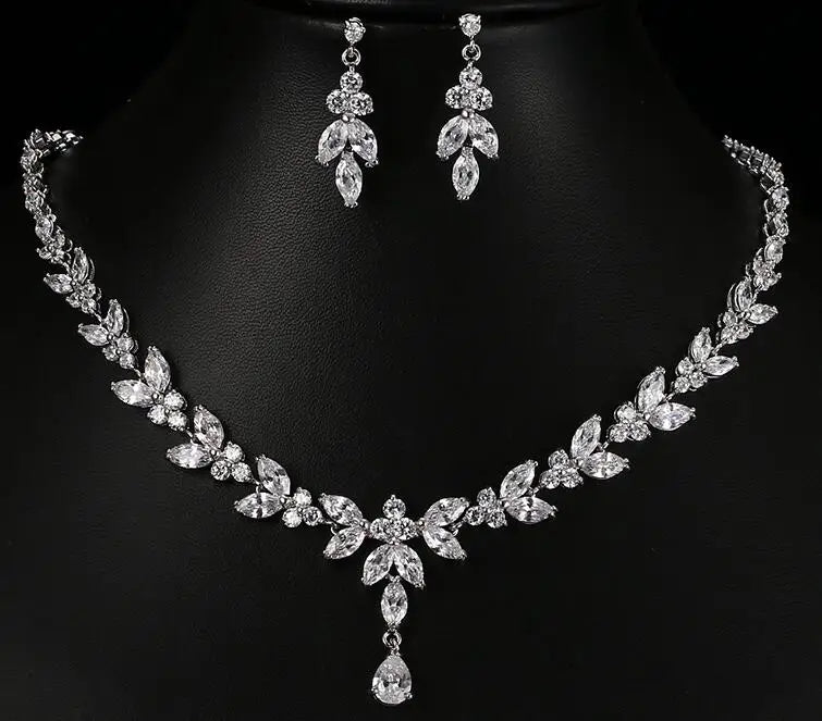 Emmaya Exquisite Jewelry Sets  Cubic Zircon Stud Earrings & Necklace