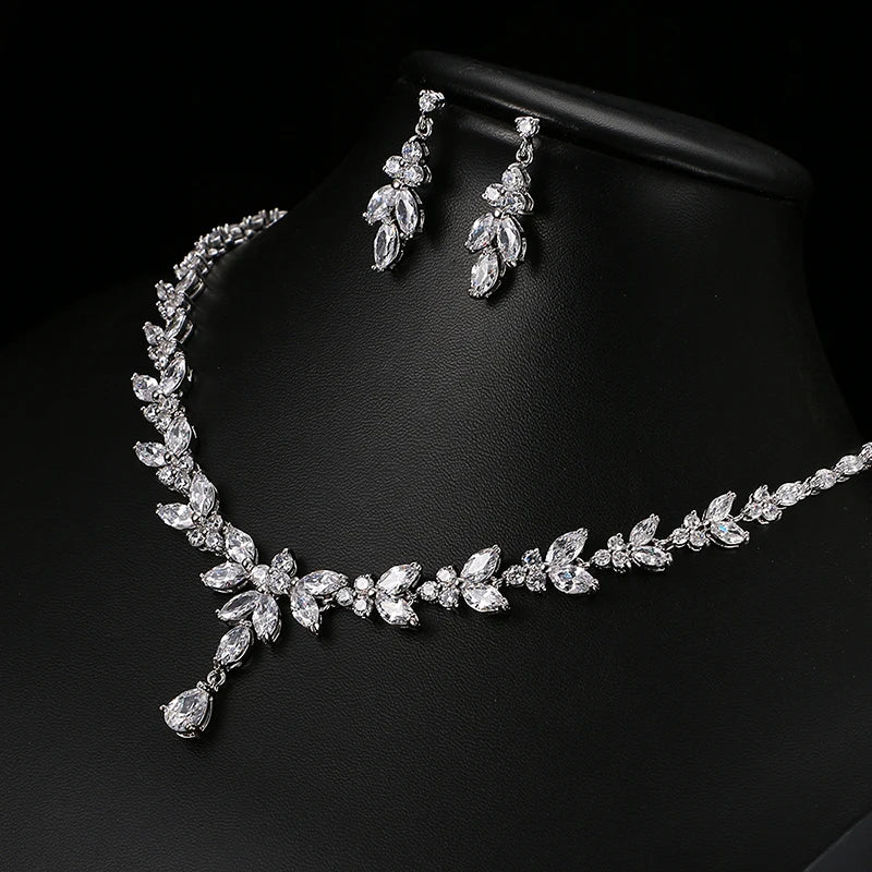 Emmaya Exquisite Jewelry Sets  Cubic Zircon Stud Earrings & Necklace