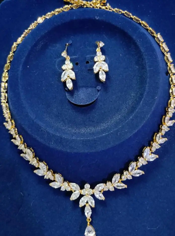 Emmaya Exquisite Jewelry Sets  Cubic Zircon Stud Earrings & Necklace