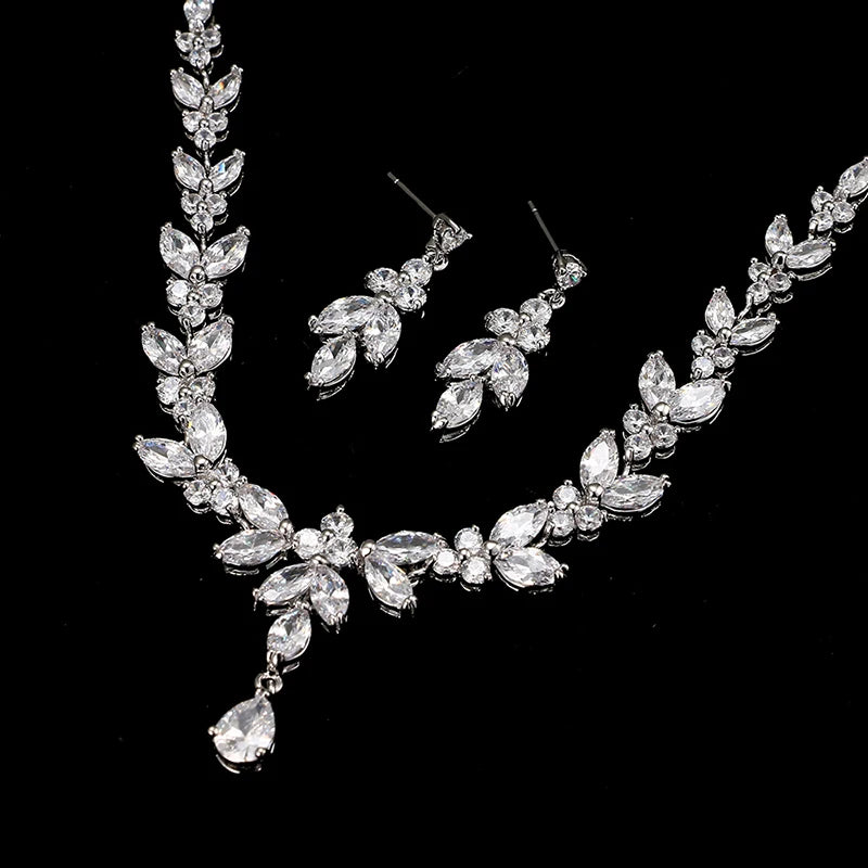 Emmaya Exquisite Jewelry Sets  Cubic Zircon Stud Earrings & Necklace
