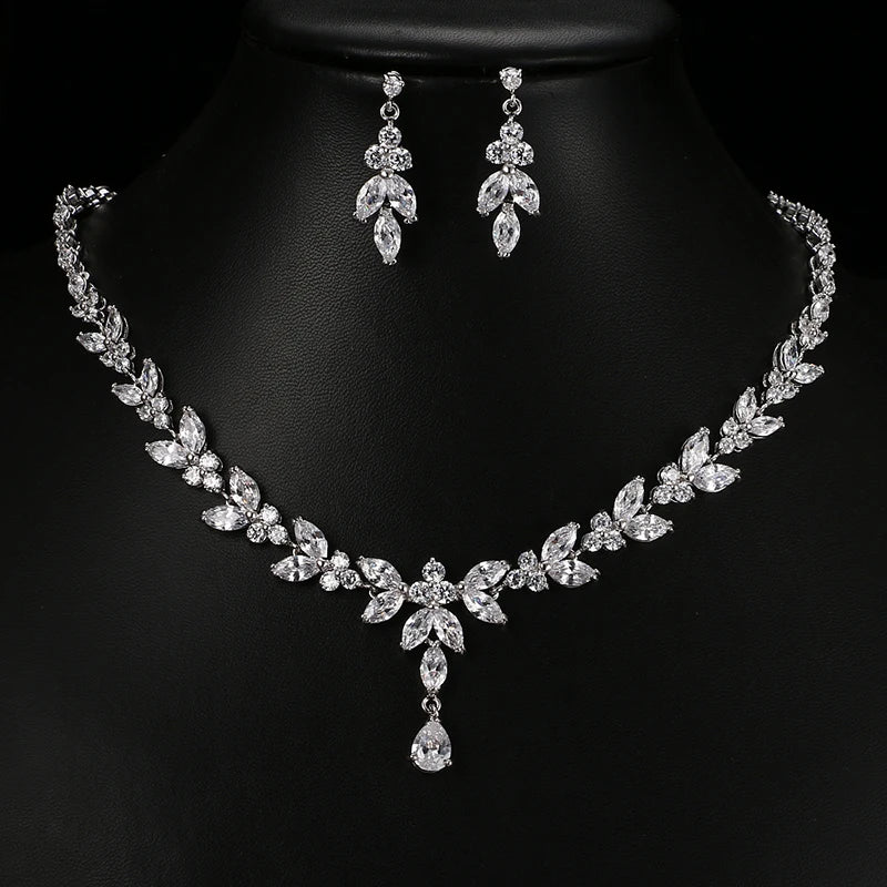 Emmaya Exquisite Jewelry Sets  Cubic Zircon Stud Earrings & Necklace