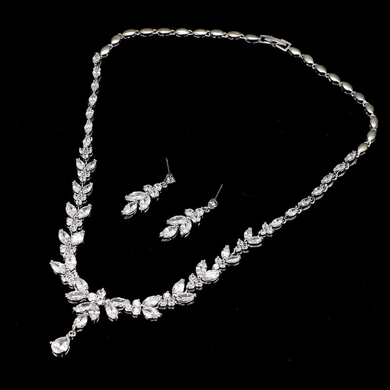 Emmaya Exquisite Jewelry Sets  Cubic Zircon Stud Earrings & Necklace