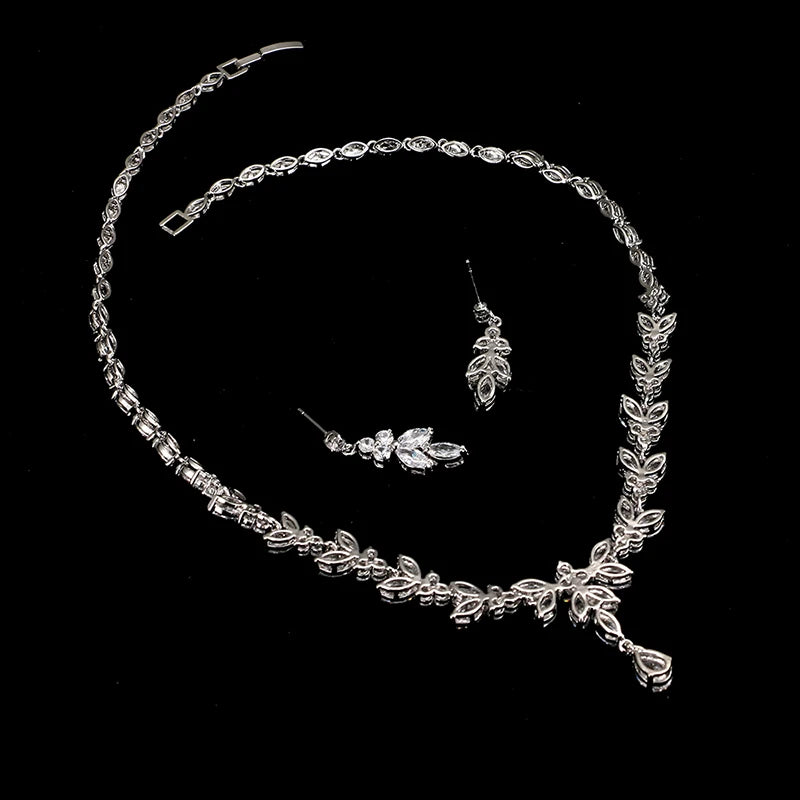 Emmaya Exquisite Jewelry Sets  Cubic Zircon Stud Earrings & Necklace