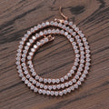 3mm Rose gold color Brass White Cubic Zircon 3 Prong Tennis Chain