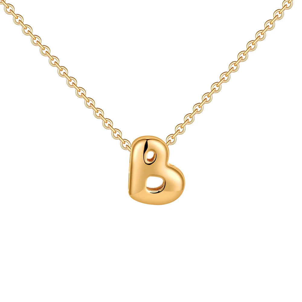 Dainty Mini Bubble Letter Necklace Gold Plated