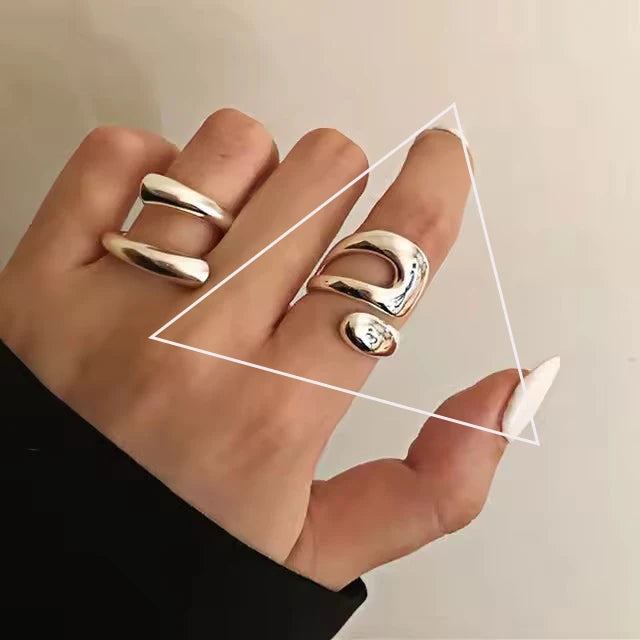 925 Sterling Silver Irregular Ring for Women Geometry Versatile Minimalism