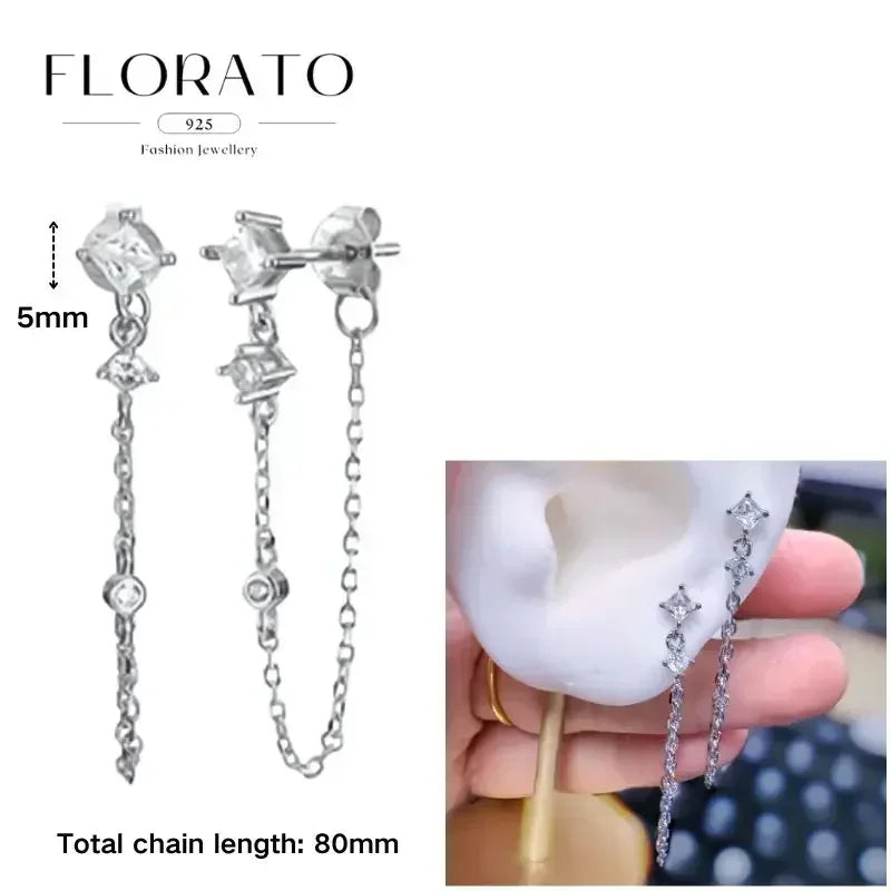 Earrings Chain Tassel Pendant Zircon