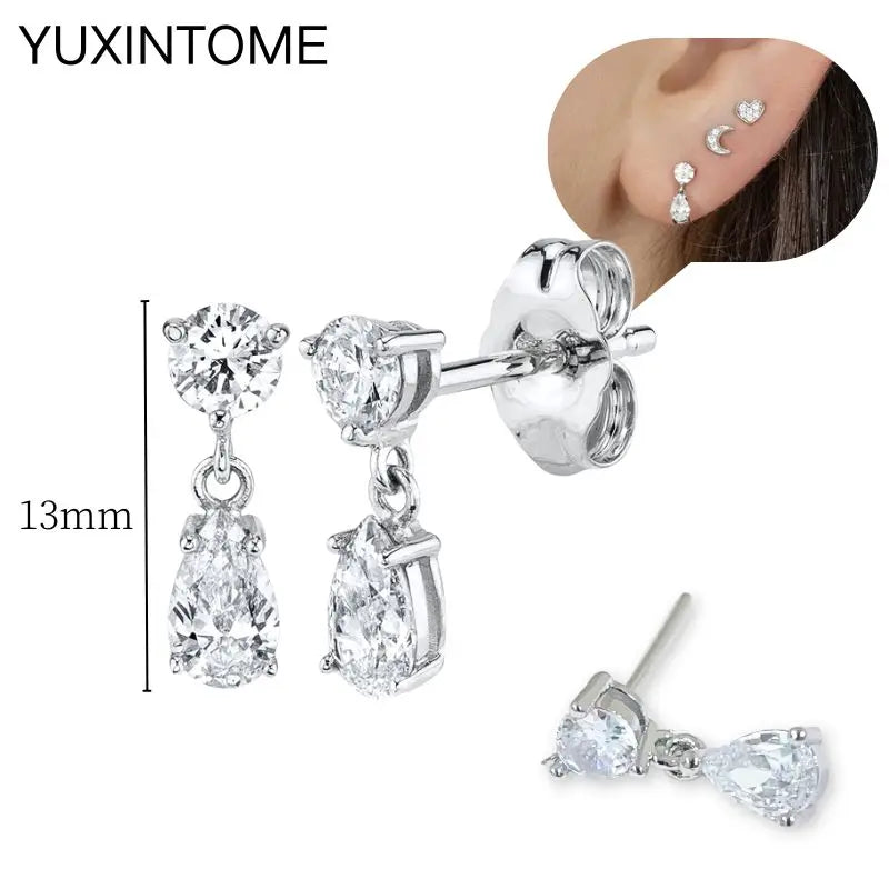 Sterling Silver White Crystal Earrings