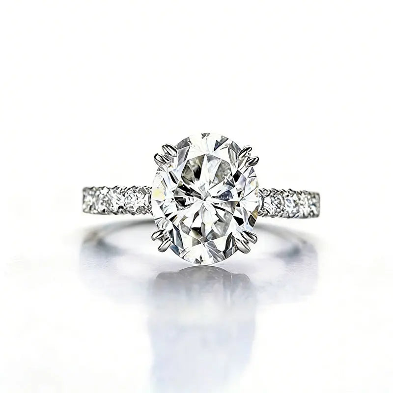 925 sterling silver single high-end moissanite oval ring