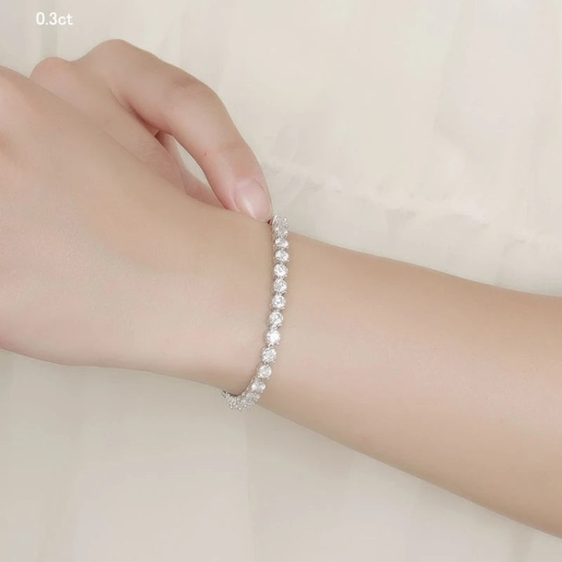 3 Claw Setting D Color VVS1 Full Paved Moissanite Tennis Bracelet