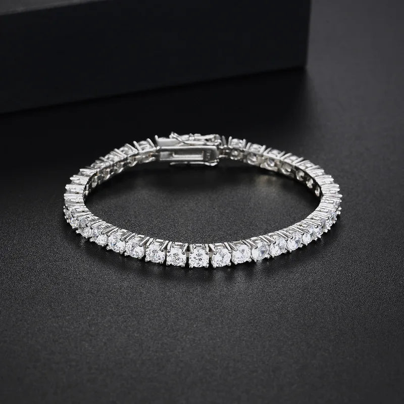 925 Sterling Silver Moissanite Bracelet 3mm D VVS1 Diamond with GRA