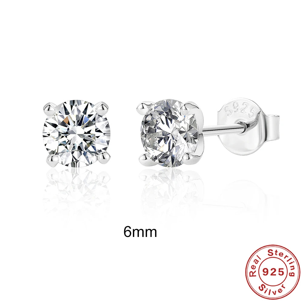 0.5-1.2 Carat D Color Moissanite Ear Stud Earrings For Women 925 Sterling Silver Sparkling