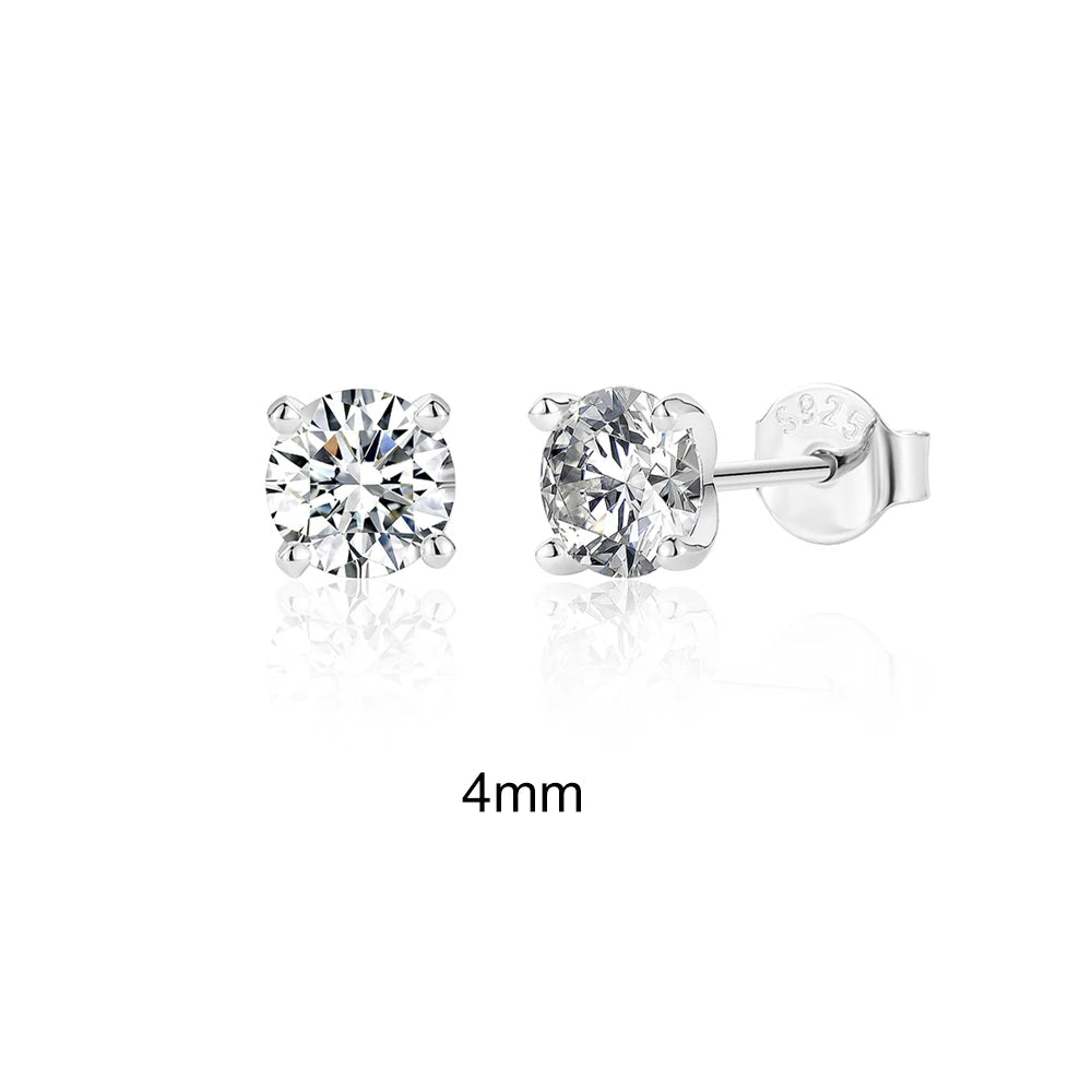 0.5-1.2 Carat D Color Moissanite Ear Stud Earrings For Women 925 Sterling Silver Sparkling