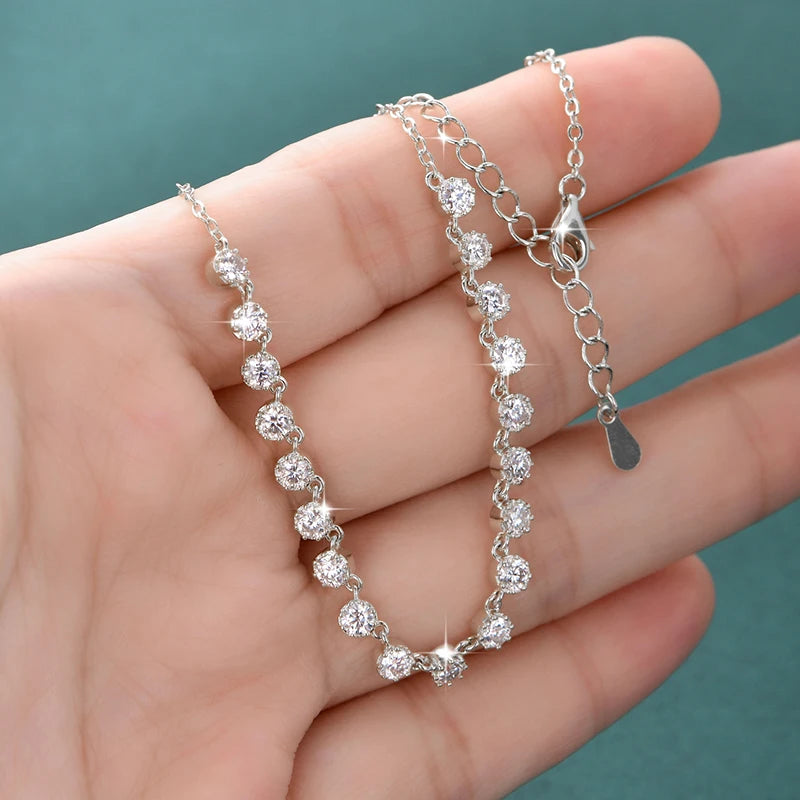 14K Gold Filled 3mm Moissanite Bubble-Style Necklace with Certified