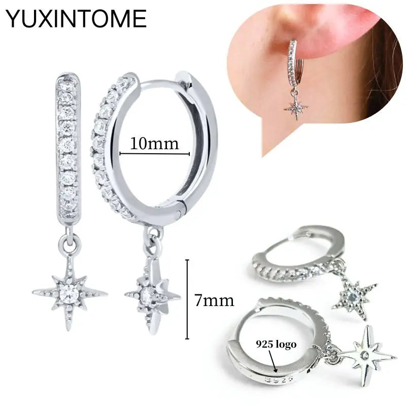 Sterling Silver White Crystal Earrings