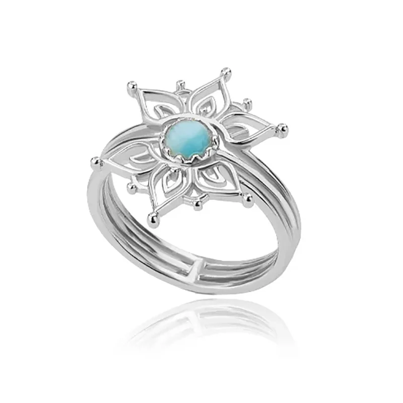 Stainless Steel Lotus Flower Ring for Women Gold Color Vintage Stone Opal Oval
