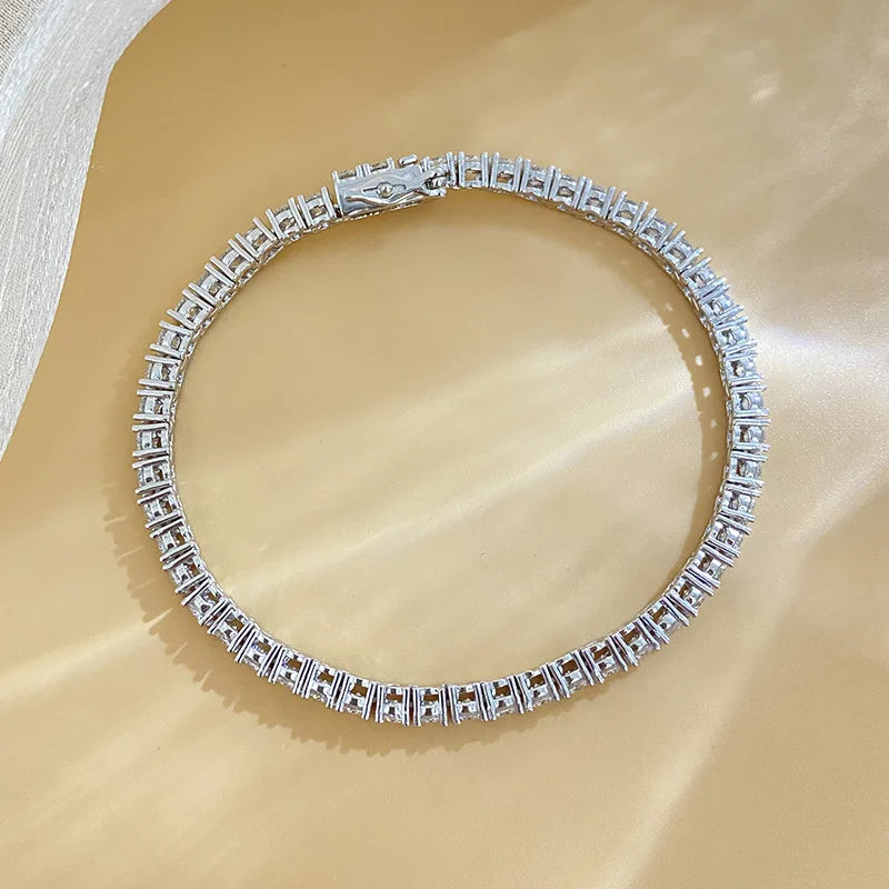 925 Sterling Silver Moissanite Bracelet 3mm D VVS1 Diamond with GRA for Women
