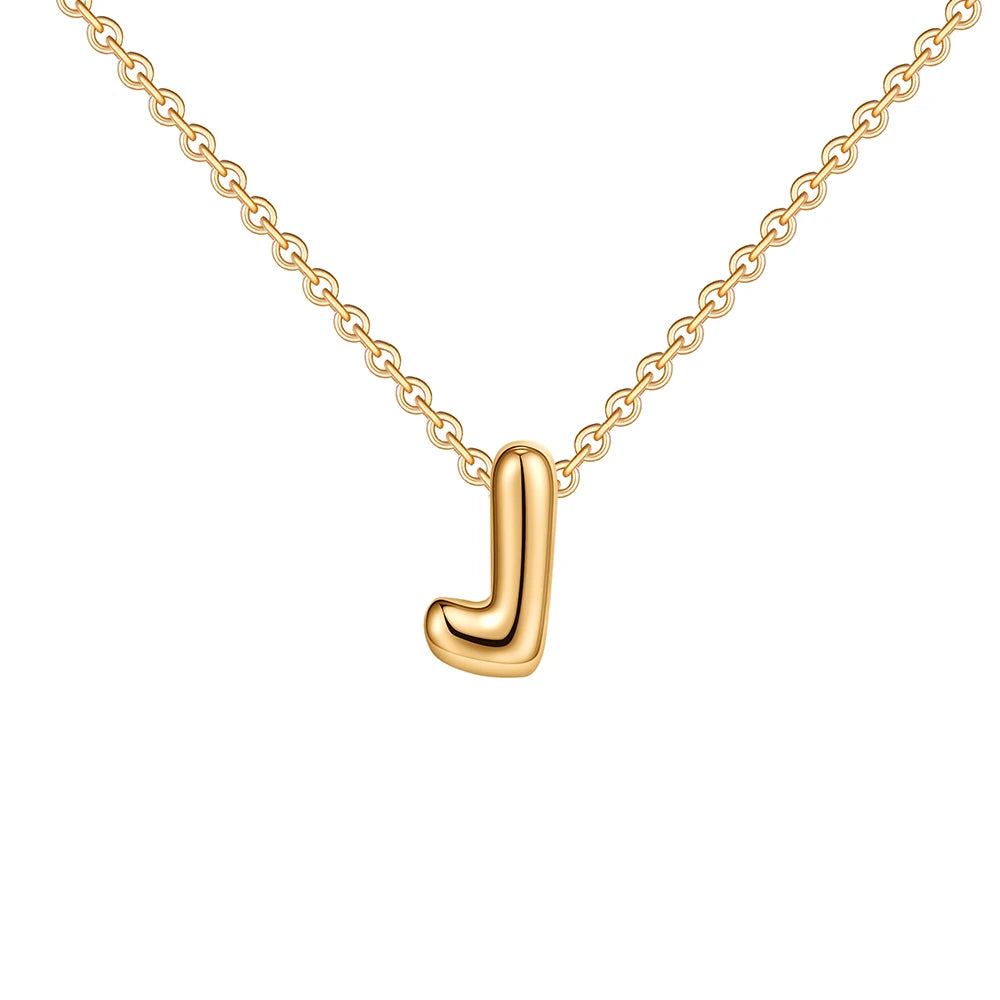 Dainty Mini Bubble Letter Necklace Gold Plated