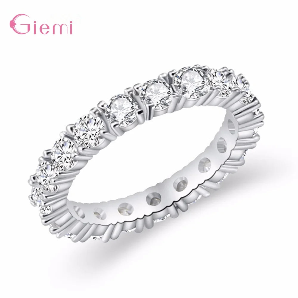 925 Silver Fancy Top Brand Stunning Stackable Zircon Paved Crystal Ring