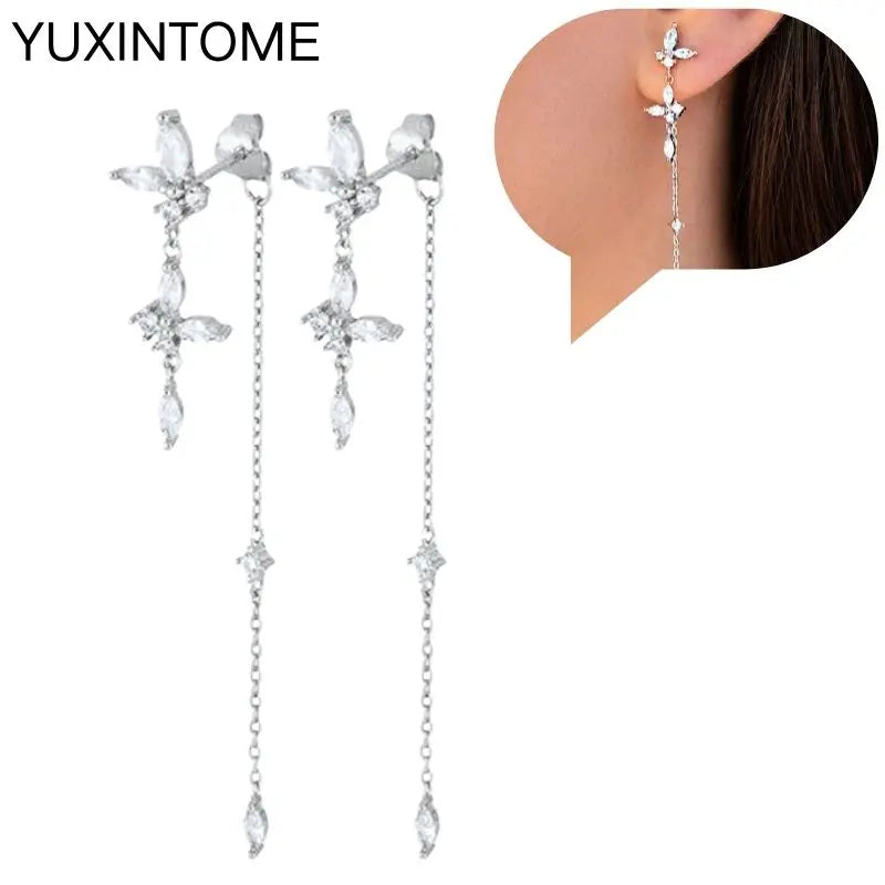 Sterling Silver White Crystal Earrings