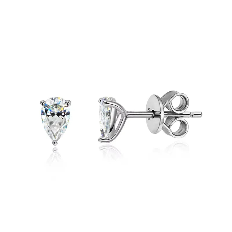Smyoue 0.5CT 1CT Pear Cut Certified Moissanite Stud Earrings