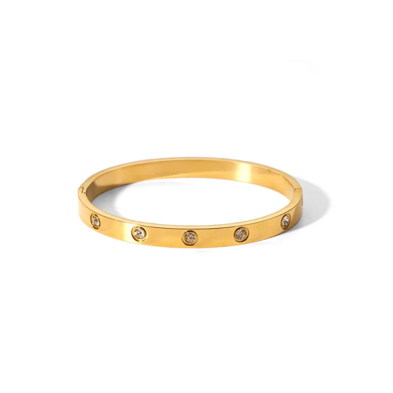 Waterproof Cubic Zirconia Bangles Stainless Steel Bracelets Tarnish Free  Jewelry for Women
