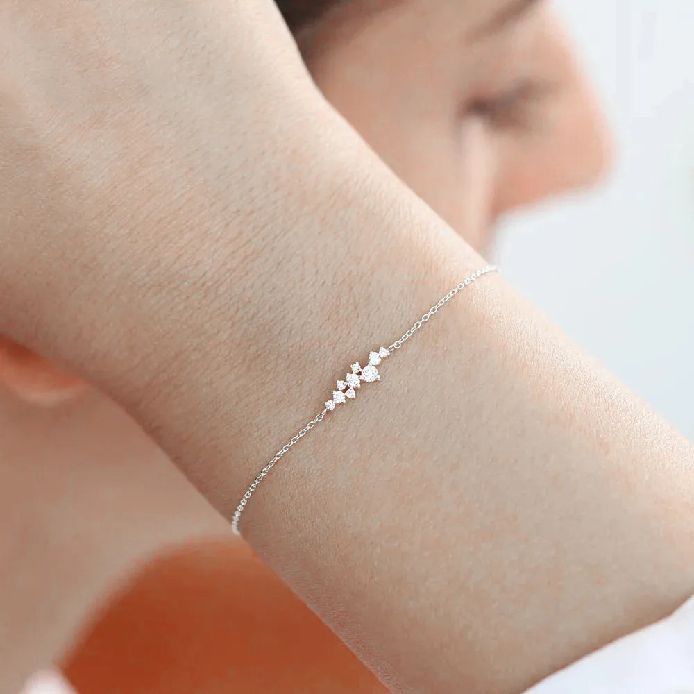Sterling Silver INS Horse's Eye Zircon Charm Bracelet