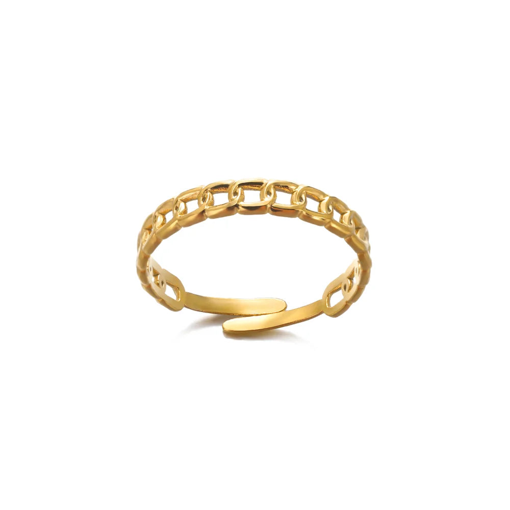 Stainless Steel Rings for Women Gold Color Multilayer Geometric Open Ring Vintage