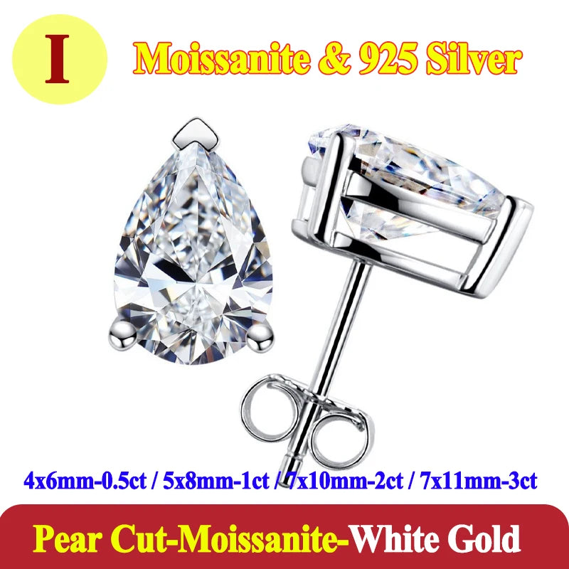 Luxury 0.5-3 Carats Marquise Heart Pear Moissanite Women Diamond Earring
