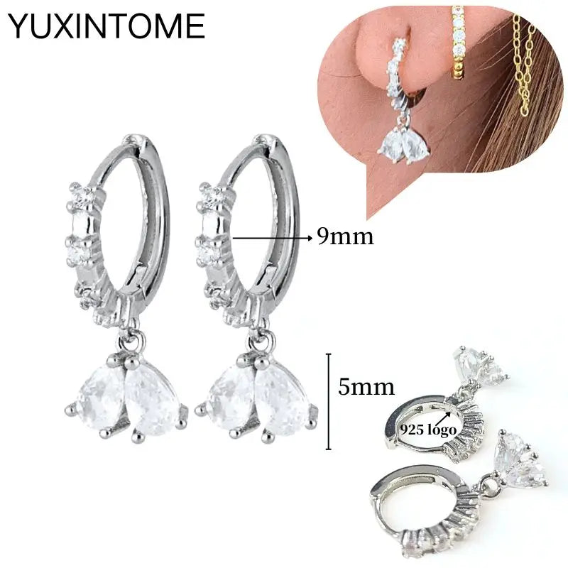 Sterling Silver White Crystal Earrings
