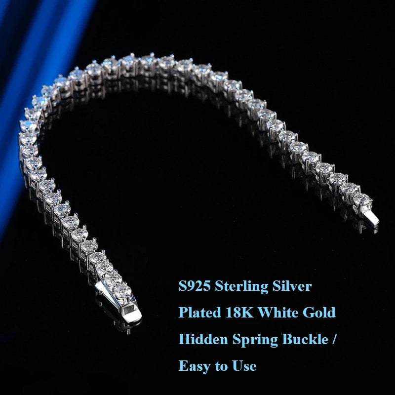 3 Claw Setting D Color VVS1 Full Paved Moissanite Tennis Bracelet