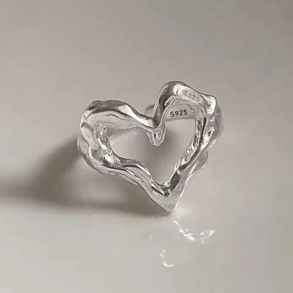 925 Sterling Silver Irregular Ring for Women Geometry Versatile Minimalism
