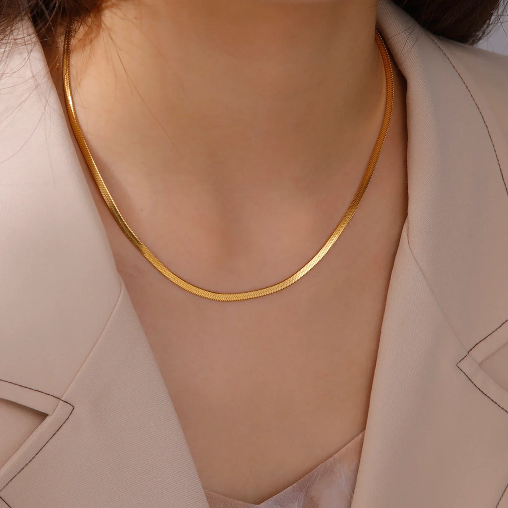 Gold Color Chain Necklace Women Minimalist Cuban Paperclip