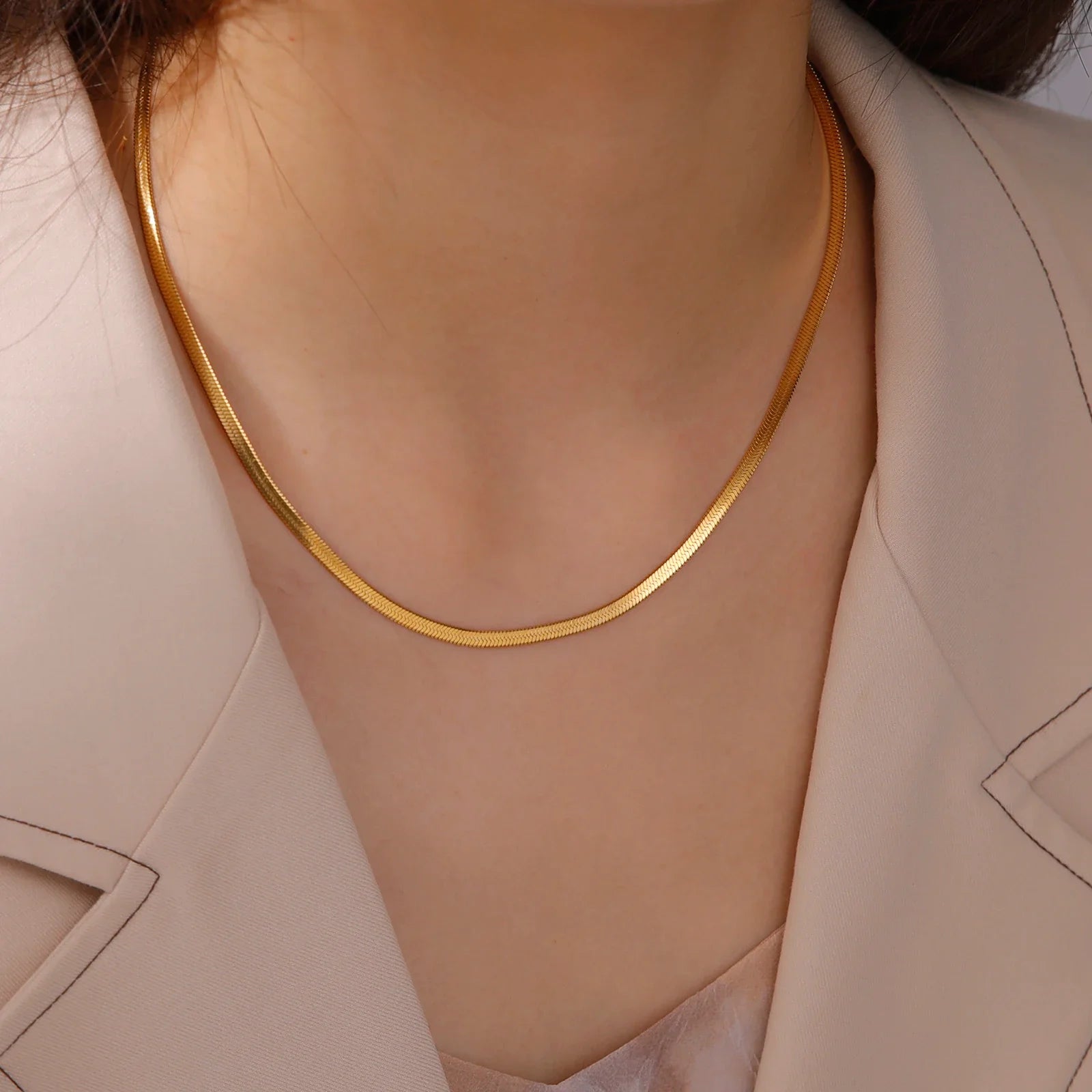 Gold Color Chain Necklace Women Minimalist Cuban Paperclip