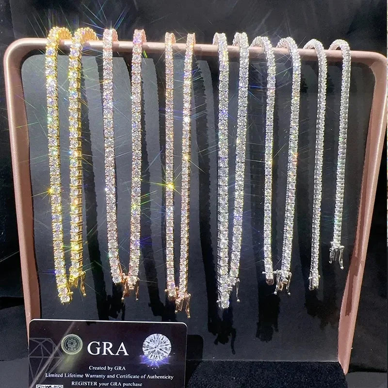 lab created moissanite tennis chain moissanite jewelry set strling silver