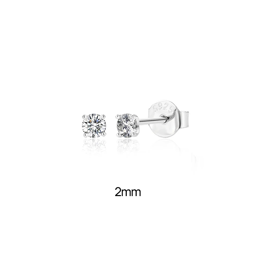 0.5-1.2 Carat D Color Moissanite Ear Stud Earrings For Women 925 Sterling Silver Sparkling
