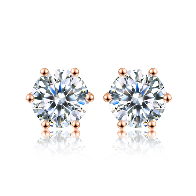 Moissanite Stud Earrings Lab Diamond 925 Sterling Silver Gold Plated Wedding