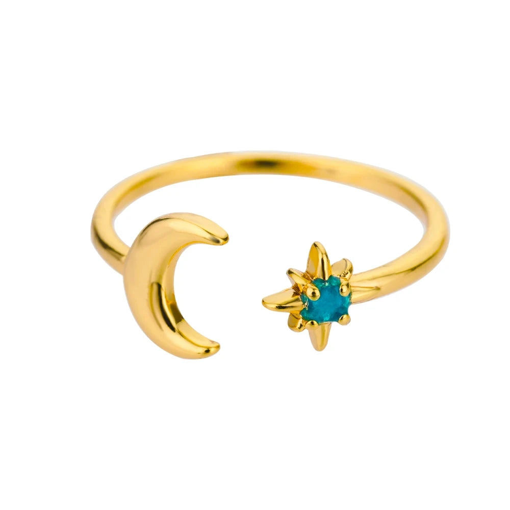 Stainless Steel Lotus Flower Ring for Women Gold Color Vintage Stone Opal Oval