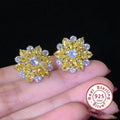 Cubic Zirconia 925 Silver Needle Stud Flower
