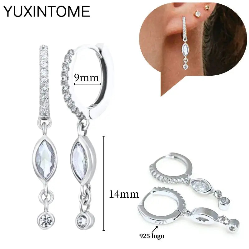 Sterling Silver White Crystal Earrings