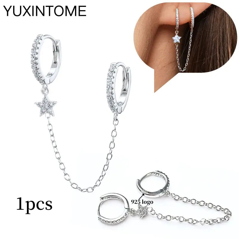 Sterling Silver White Crystal Earrings