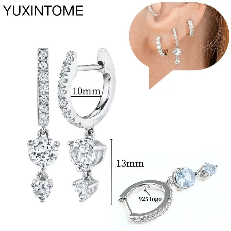 Sterling Silver White Crystal Earrings