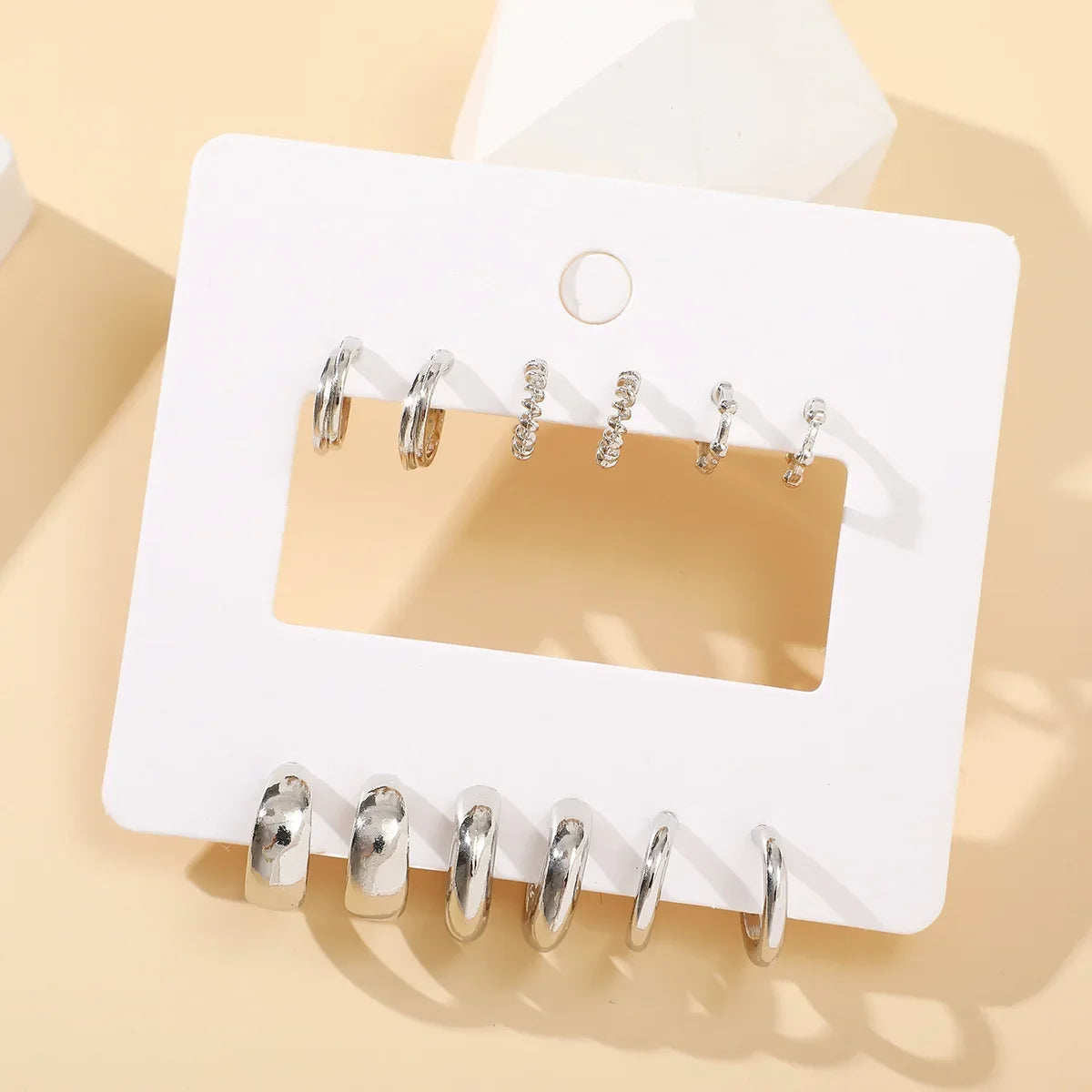 8pcs Fashion Stainless Steel Crystal Circle Huggie